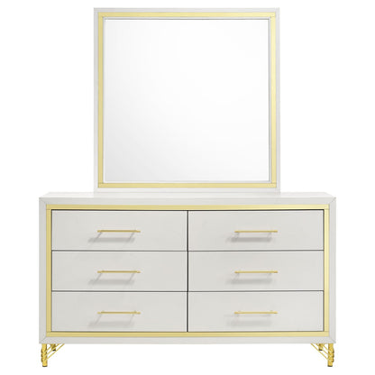 White 6-Drawer Dresser with Mirror - Bedroom Storage