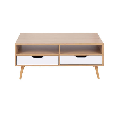 White Wood Coffee Table - 21.25" Storage Table