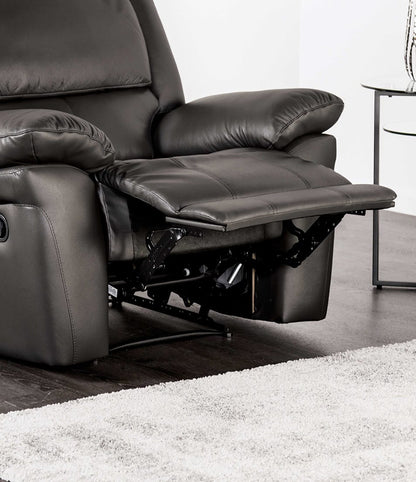 Black Leather Metal Recliner Chair - 38.5" Primary Living Space for Living Room