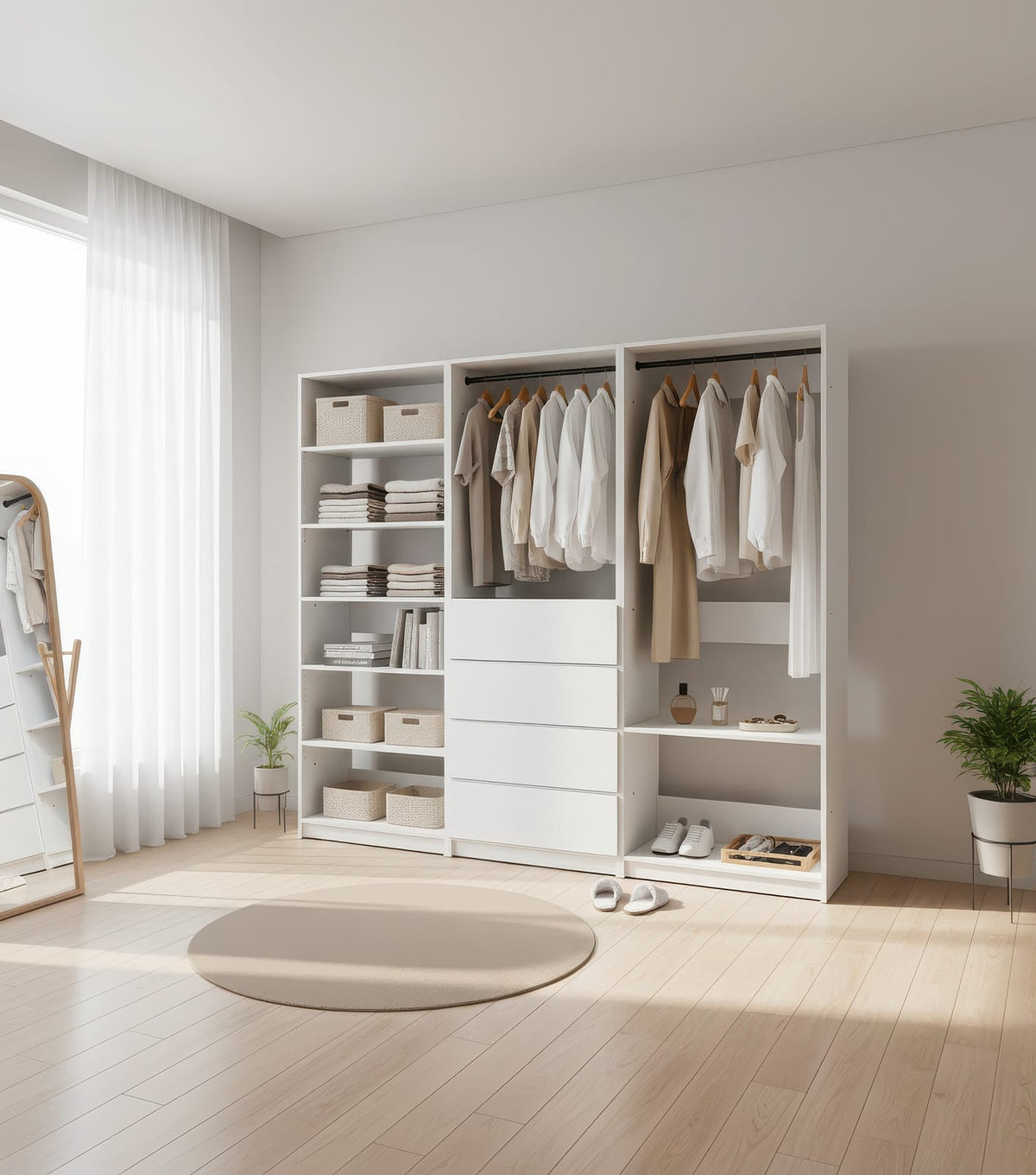 Small White Wood Closet System - Freestanding Walk In