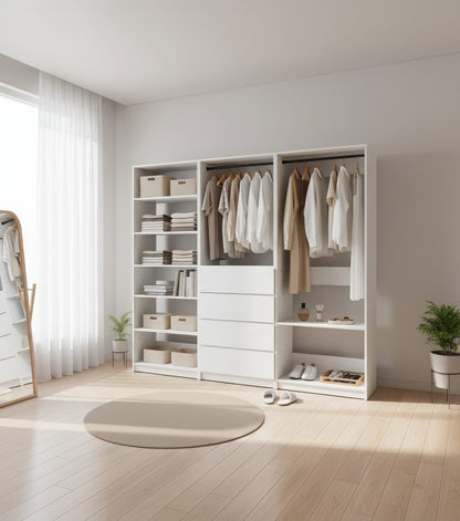 Small White Wood Closet System - Freestanding Walk In