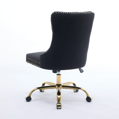 A&A Furniture Office Chair - Black Velvet, Golden Base