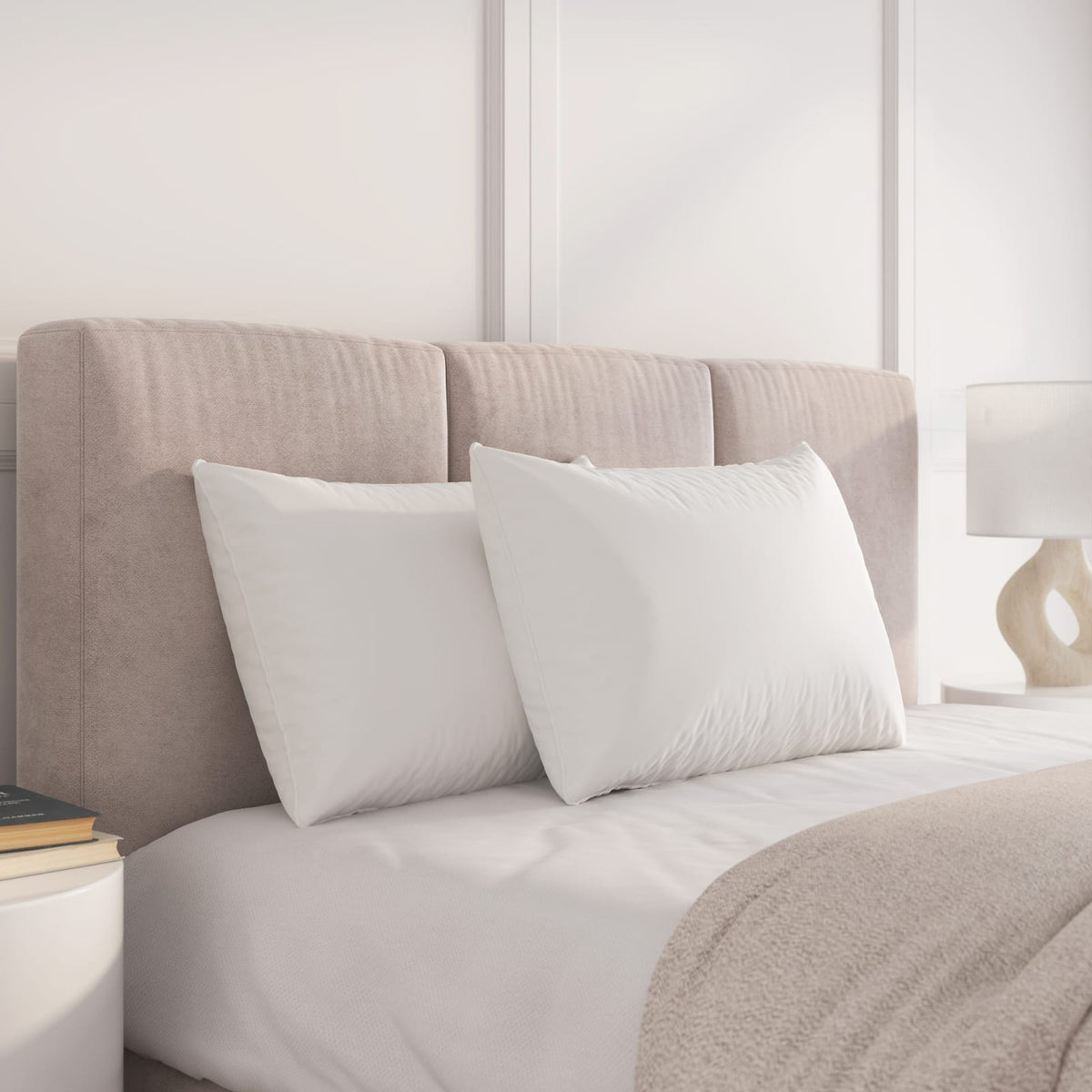 White Microfiber Twin Bed Pillows - 2 Pack