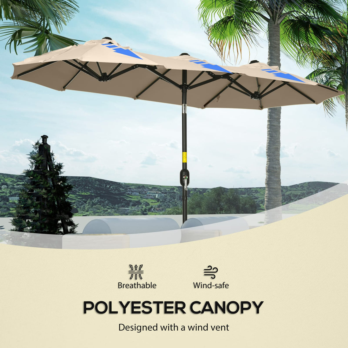 Large Brown Patio Umbrella 9.5 Foot - Outdoor Shade