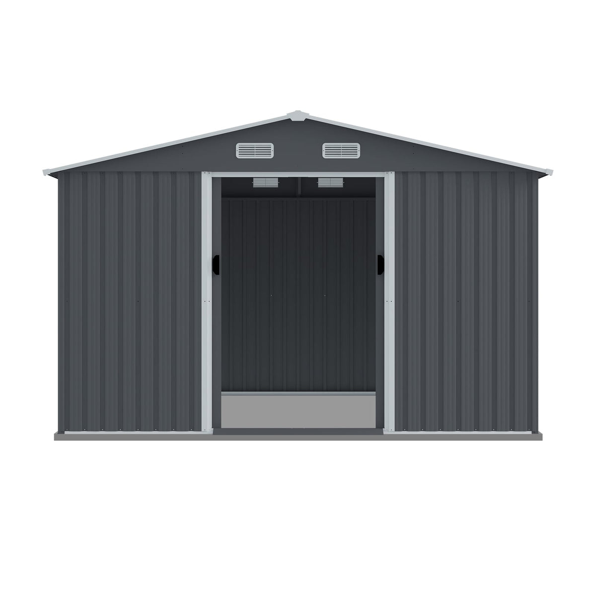 Large Grey Metal Storage Shed for Garden & Outdoor Use