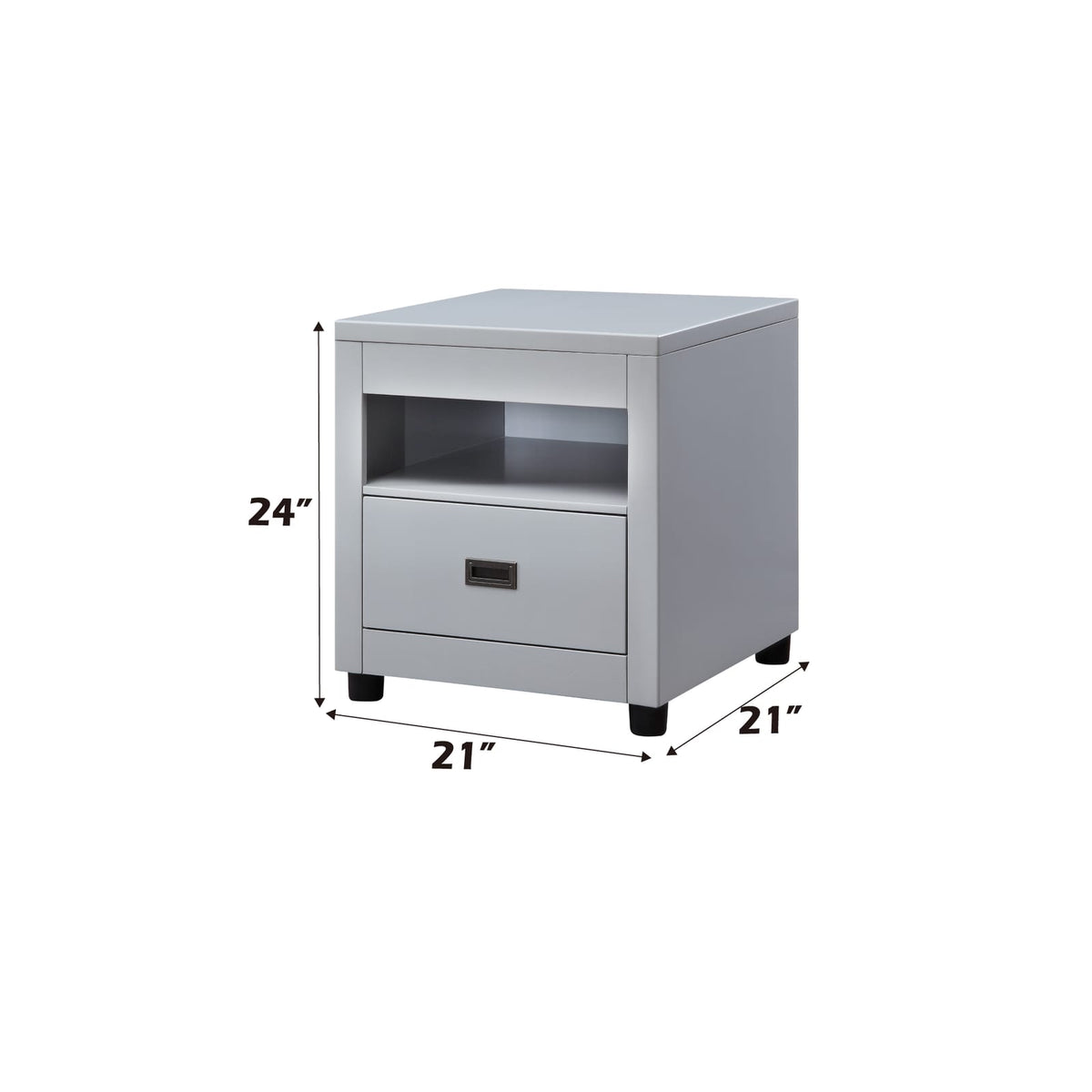 Gray End Table - 21" Round Top, Synthetic Wood