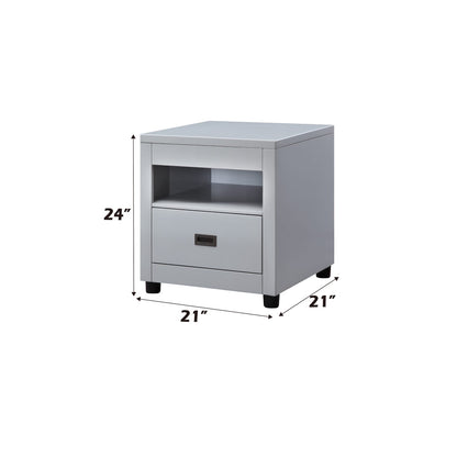 Gray End Table - 21" Round Top, Synthetic Wood