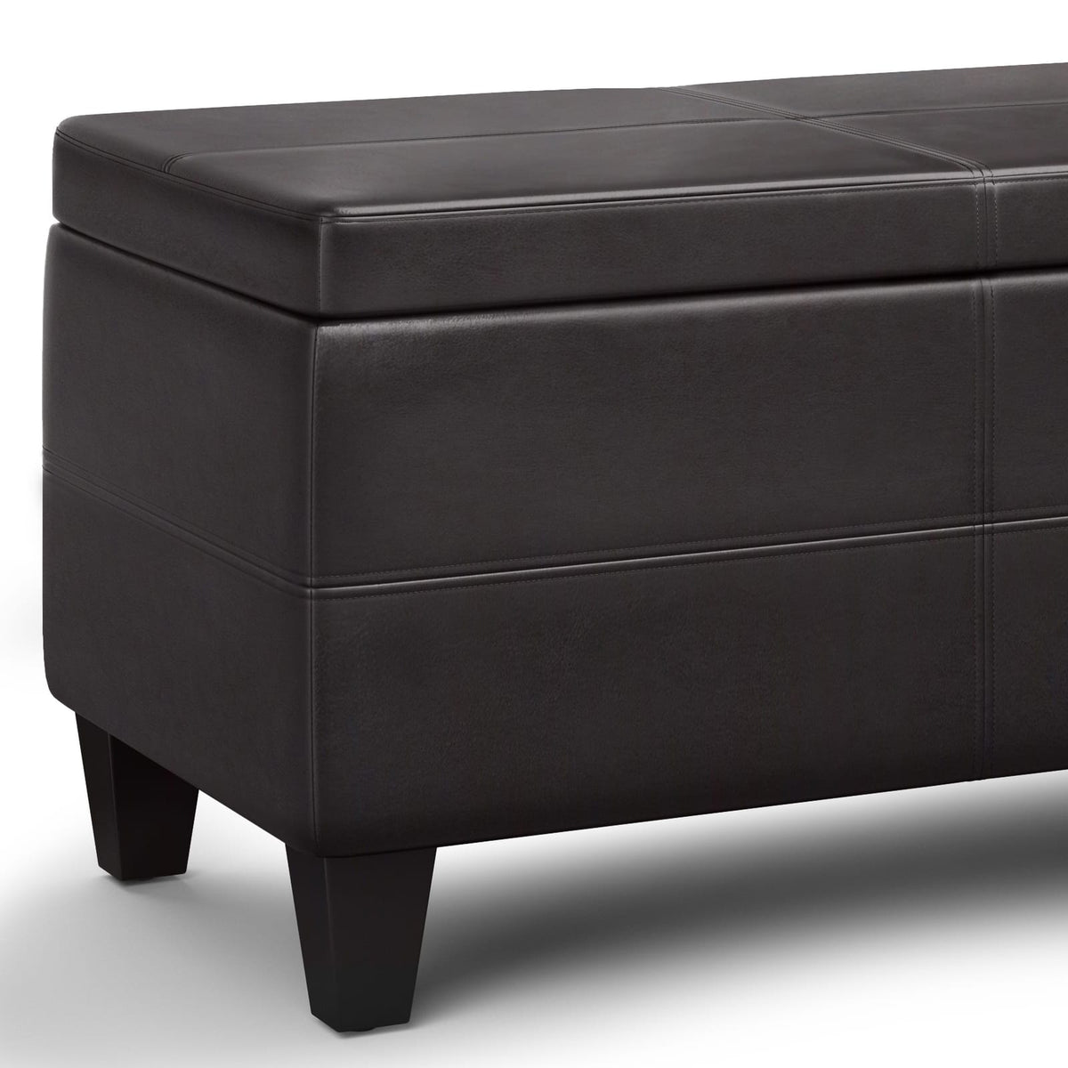 Avalon Lift Top Storage Ottoman - Dark Brown Faux Leather