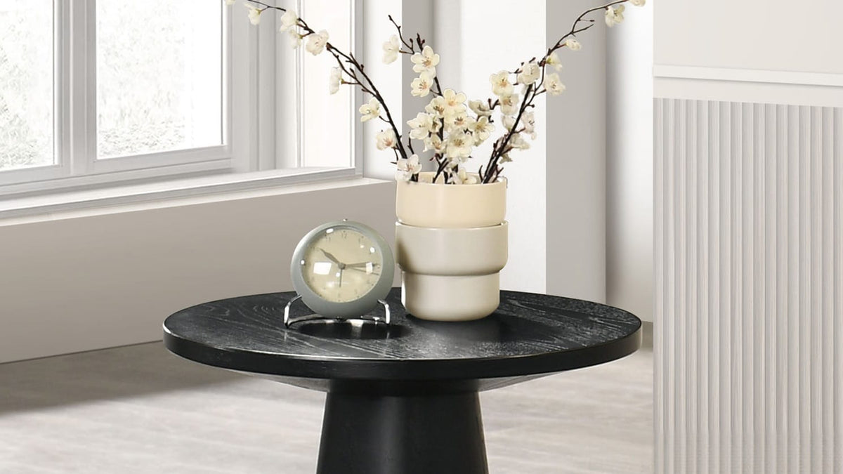 Black End Table - 20" Round Contemporary Style