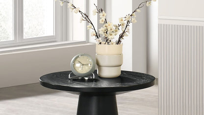 Black End Table - 20" Round Contemporary Style