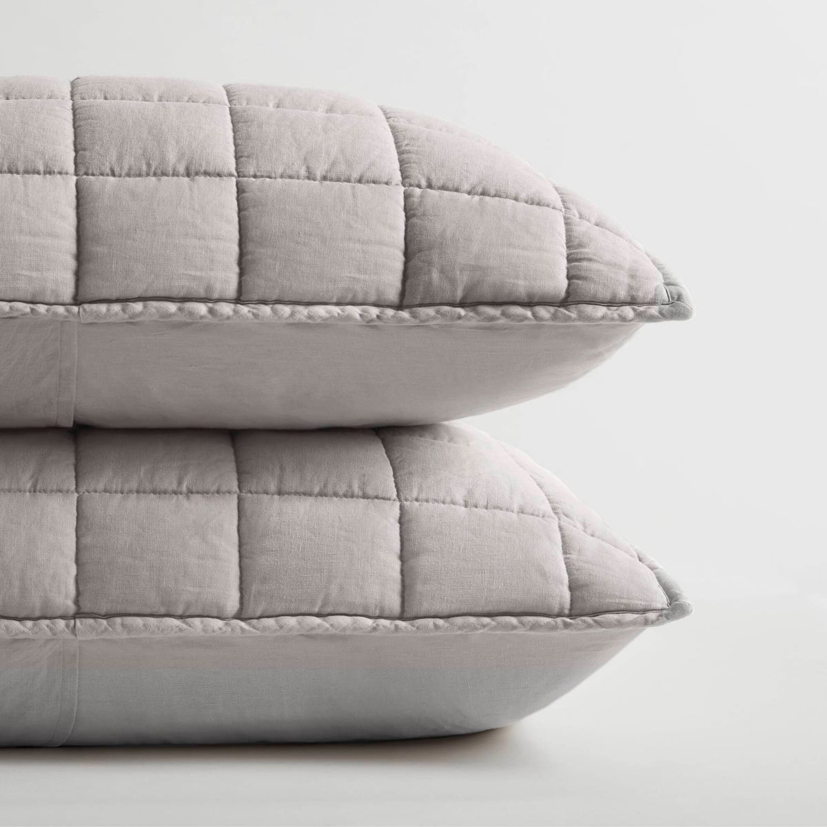 King Size Linen Quilt Set Gray for Bedrooms