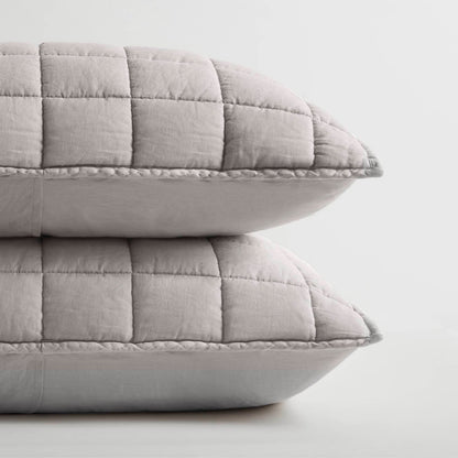 King Size Linen Quilt Set Gray for Bedrooms