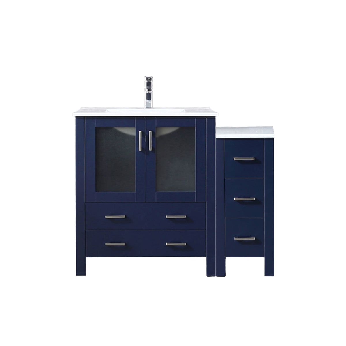 42 Inch Navy Blue Bathroom Vanity with Ceramic Top and Storage