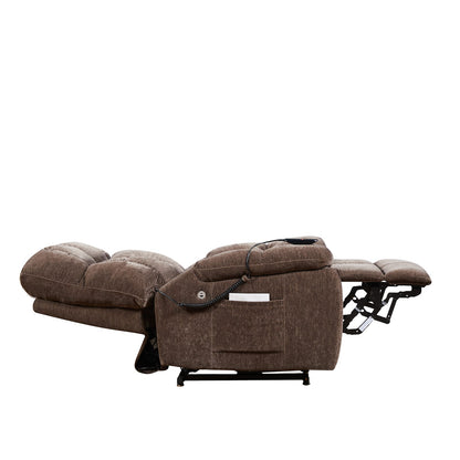 Liyasi Power Recliner - Brown Fabric, Dual OKIN Motor for Living Room