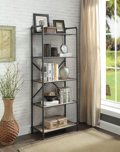 Gray Oak Bookshelf - 23" x 13" Display Shelf for Living Room