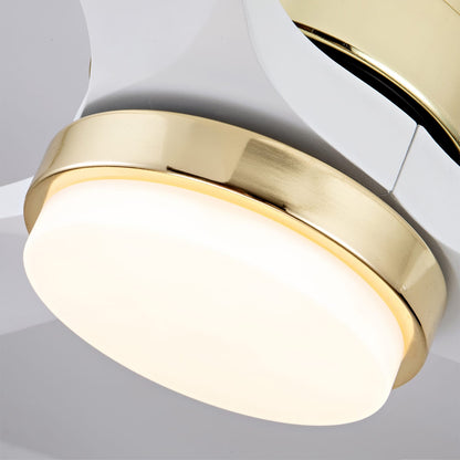 Gold and White Solid Wood Ceiling Fan with Remote Control for Bedroom