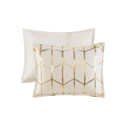 Twin/Twin XL Polyester Comforter Set - Ivory Geometric Print