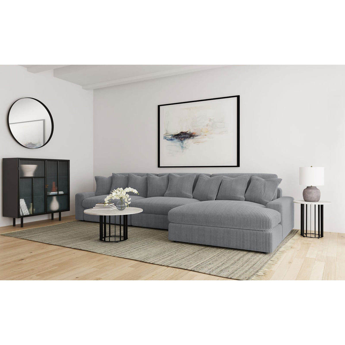 Cassidy Fog Upholstered Sectional Sofa - L-Shaped Comfort