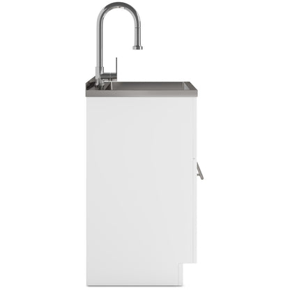 White Laundry Cabinet with Sink - 24" Storage