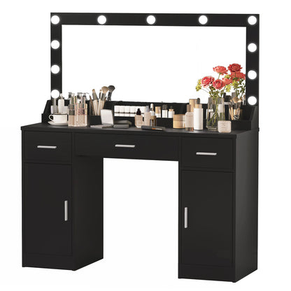 Black Particle Board Makeup Vanity Desk - 47.2" x 15.7" for Bedroom