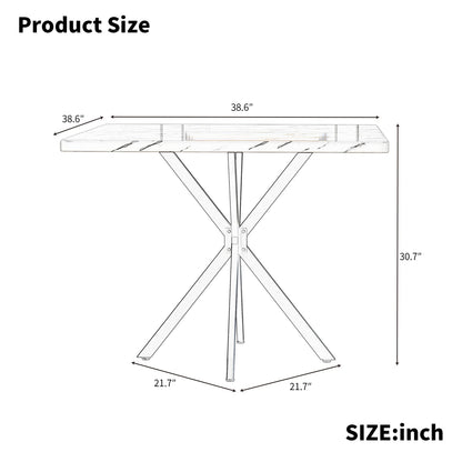 Square Dining Table - Black MDF Iron, 4-6 Person for Dining Room