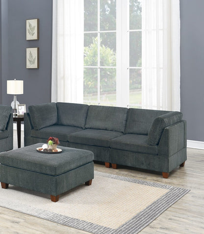 Gray Chenille Modular Sectional Sofa 7pc Set - Modern Living Room Furniture