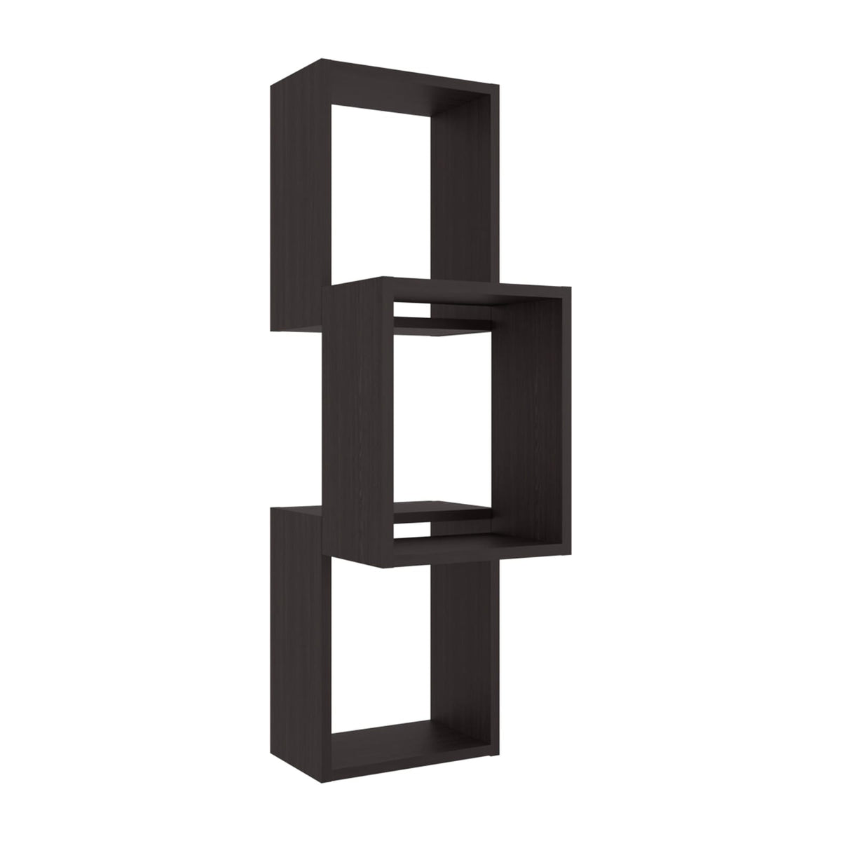 Wenge Wall-Mounted Geometric Shelf Unit - 3 Shelves