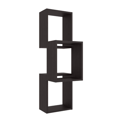 Wenge Wall-Mounted Geometric Shelf Unit - 3 Shelves