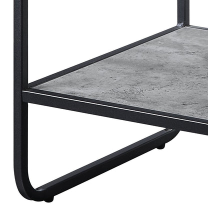 Concrete Grey and Black 1-Shelf End Table - Storage & Modern Style for Living Room