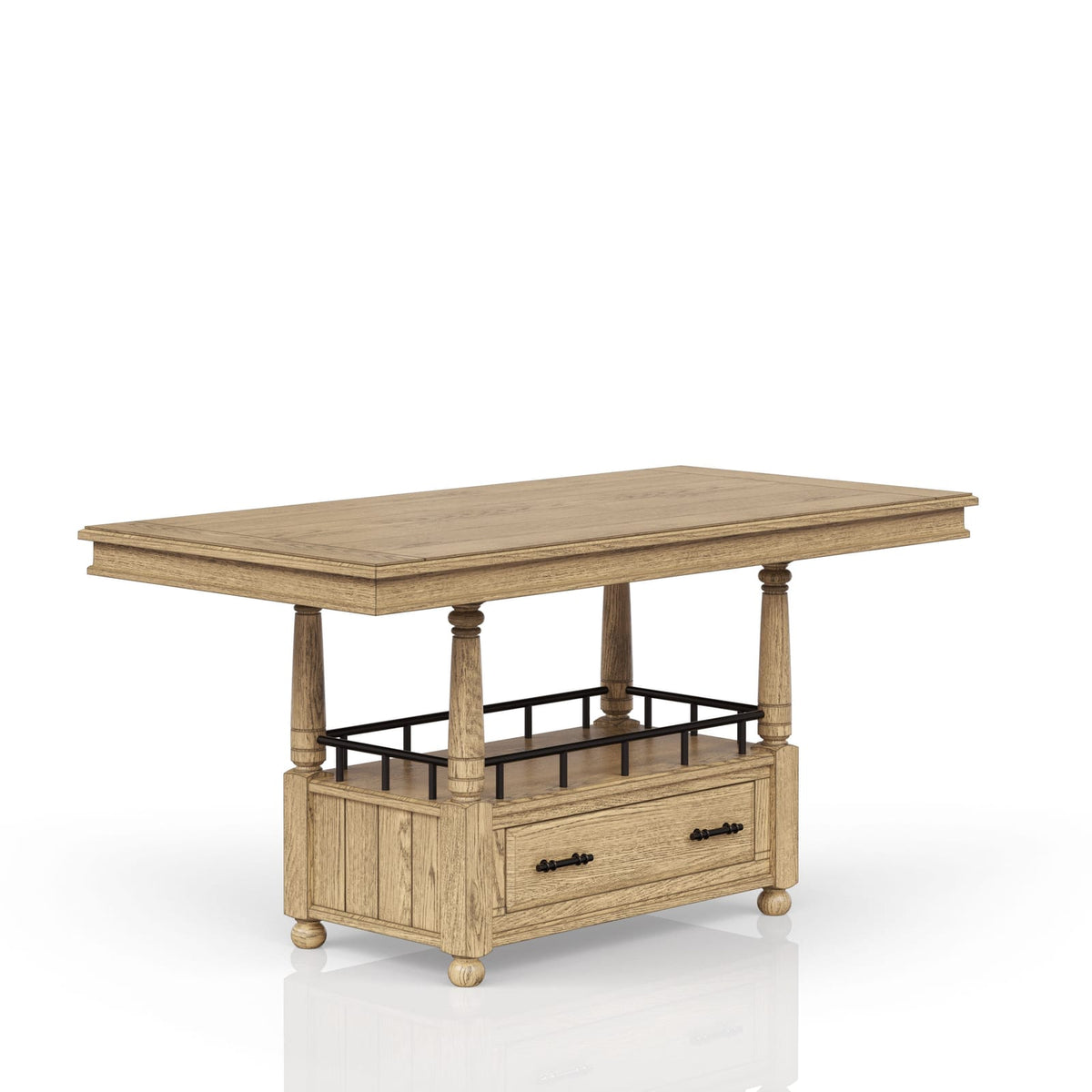 Caramel Solid Wood Dining Table with Storage Drawer for Kitchen