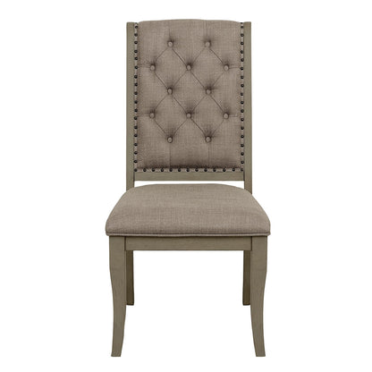 Classic Gray Dining Side Chairs Set of 2 Wood Frame
