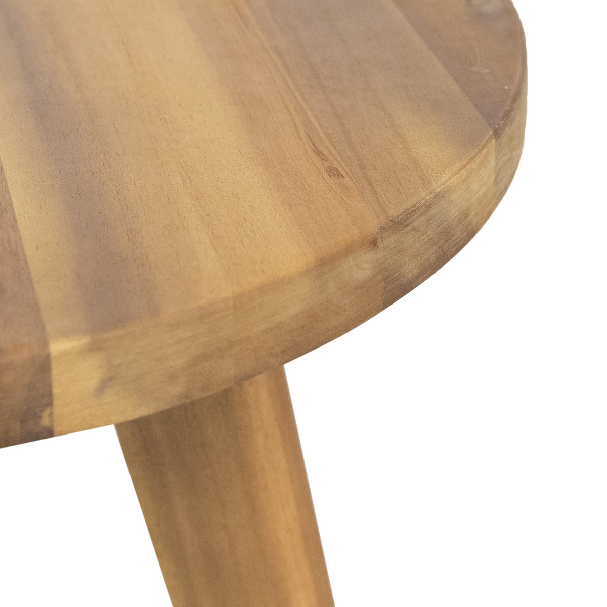 Natural Wood Round End Table for Garden or Poolside Patio Decor
