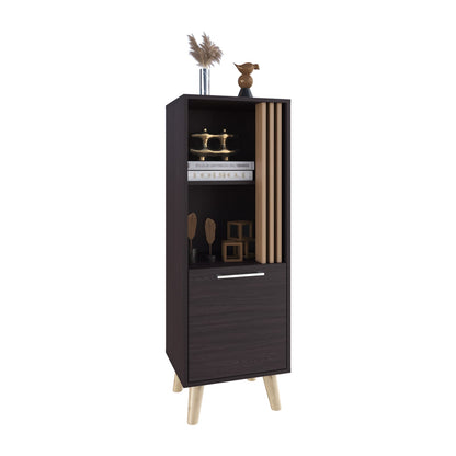 Khaki Black Storage Cabinet 13.8 x 47.2 x 47.2", 2 Shelves for Living Room