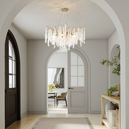 10-Light Gold Metal Chandelier - Farmhouse Style Lighting