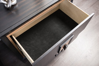 Espresso Solid Wood Bedroom Dresser with Gold Accent Trim Storage