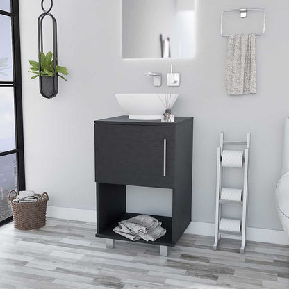 Black Bathroom Vanity with Single Door & Shelf