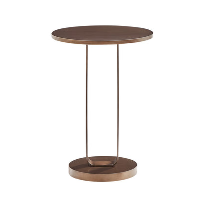 Antique Bronze Round Metal Accent Table for Living Room Decor