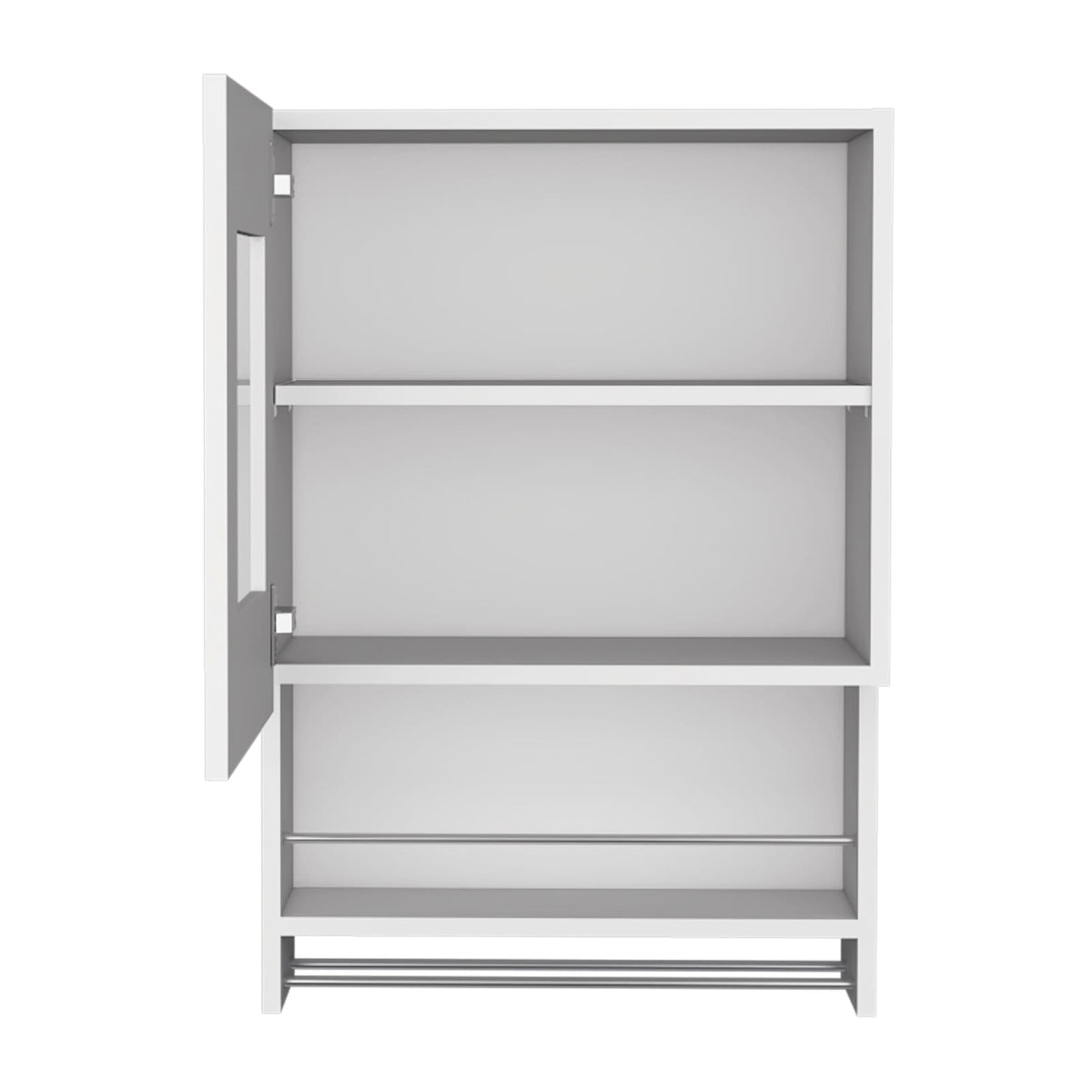 Kitchen Wall Cabinet 29" H - White with Towel Rack & Spice Shelf