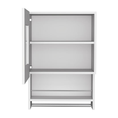 Kitchen Wall Cabinet 29" H - White with Towel Rack & Spice Shelf