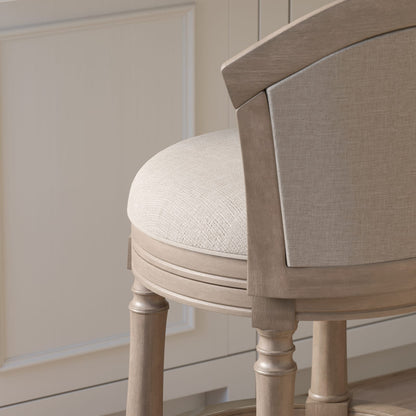 Gray Barrel-Back Bar Stool - Swivel & Upholstered Comfort