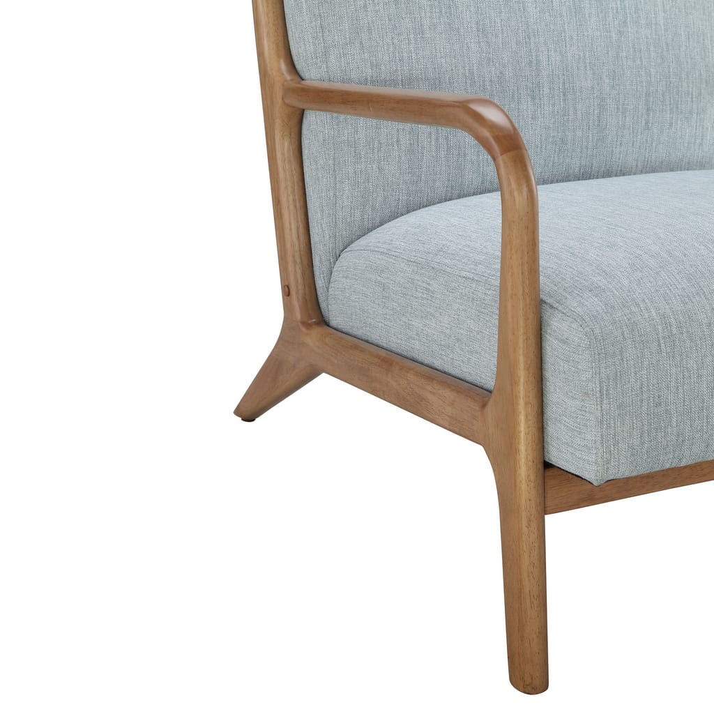 Light Blue Lounge Chair - Mid Century Modern Solid Wood Frame