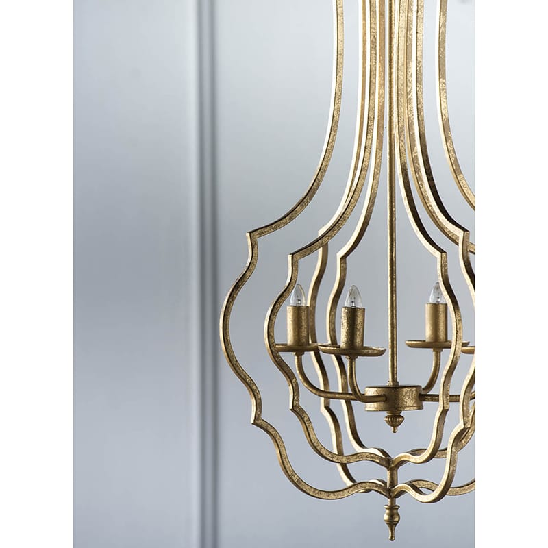 Gold Iron Chandelier - 4 Light Hanging Fixture for Dining Room