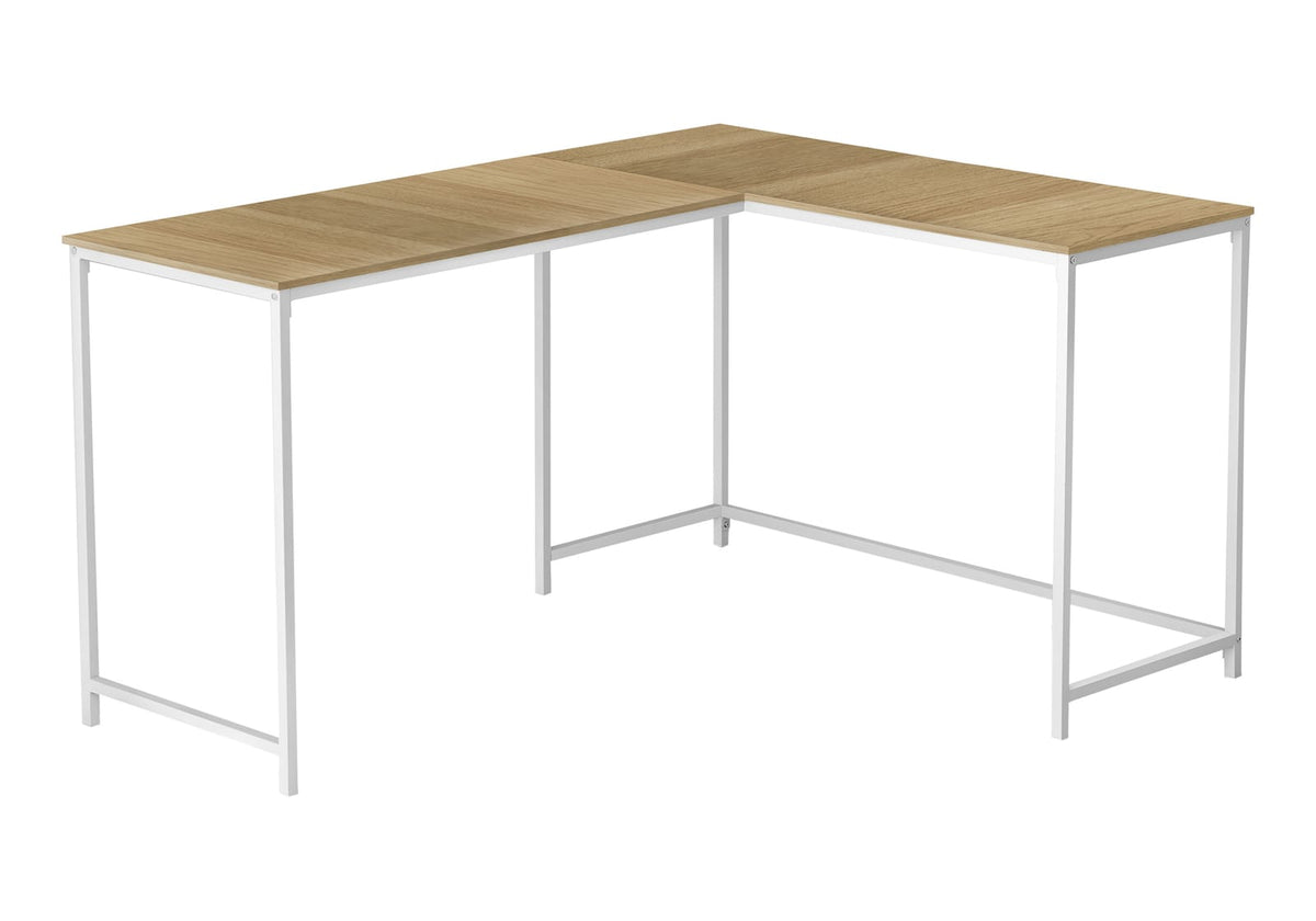 Compact L-Shaped Desk for Home Office Workspace, Natural Finish