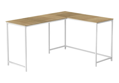 Compact L-Shaped Desk for Home Office Workspace, Natural Finish