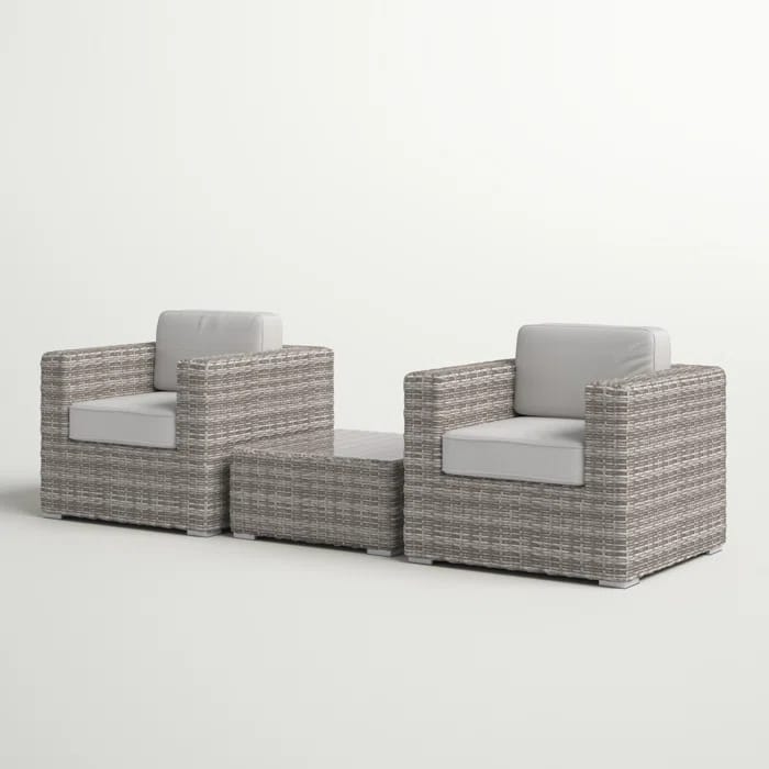 Gray Wicker Patio Furniture Set 3 Piece Outdoor Seating