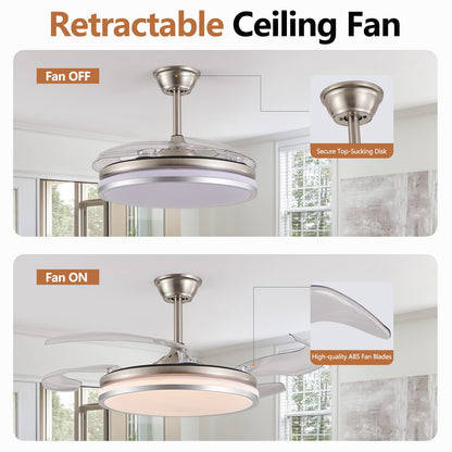42 Inch LED Ceiling Fan with Remote - Chrome Iron