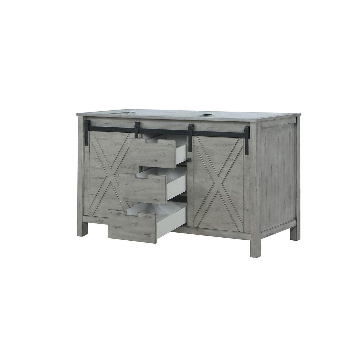 Ash Grey Double Bath Vanity - 60" Wide Storage Cabinet
