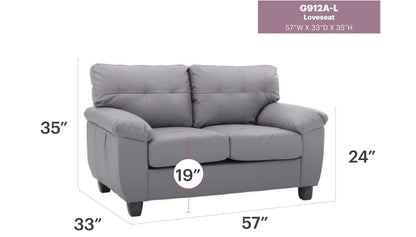 Gray PU Loveseat - 57" W Contemporary Style