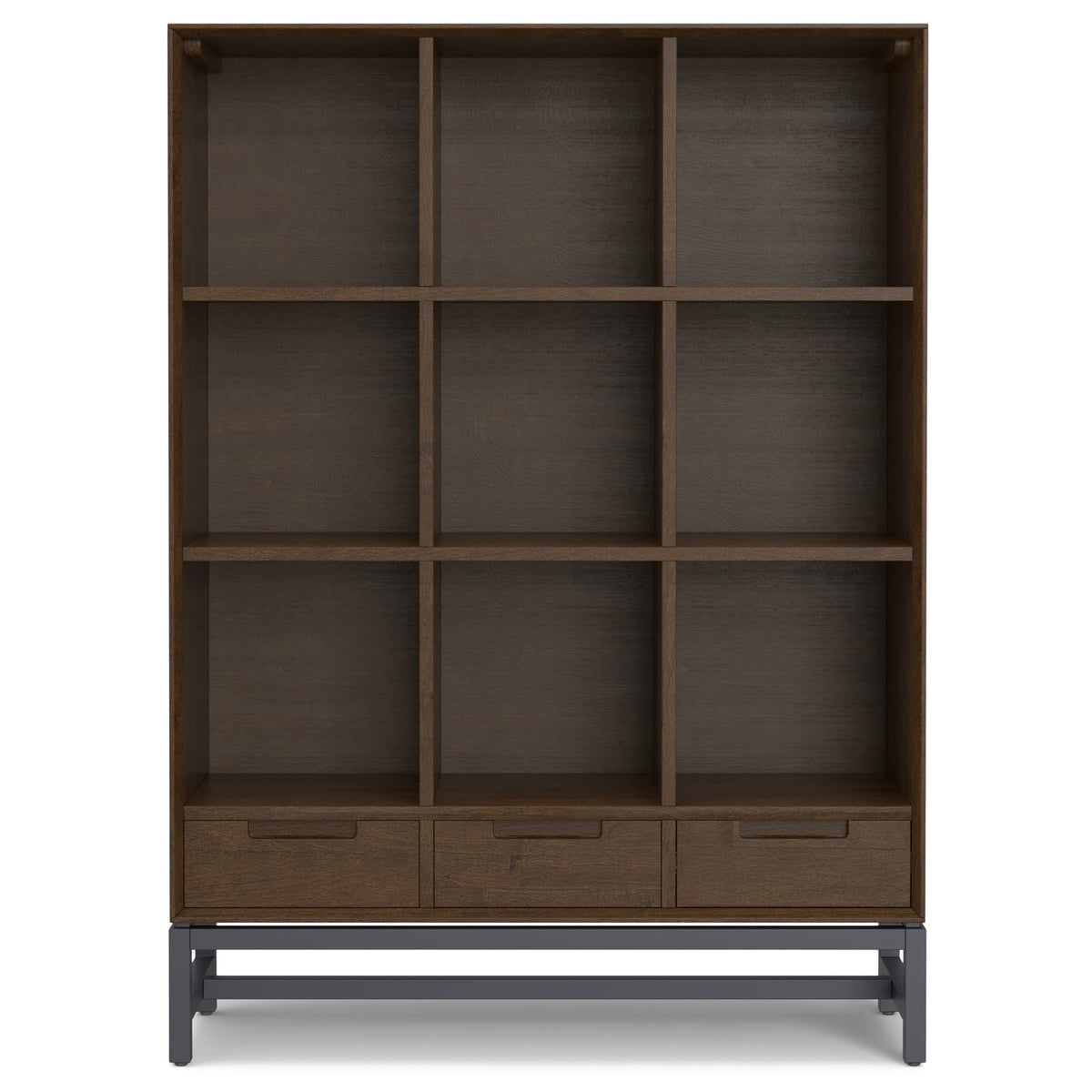 Walnut Brown 9-Cube Bookcase with Drawers - Office Storage