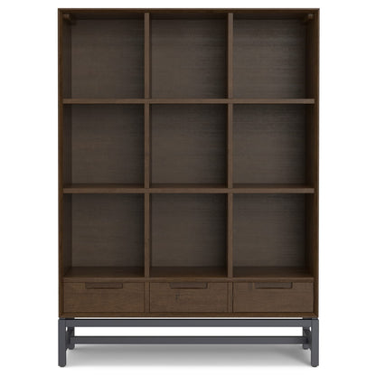 Walnut Brown 9-Cube Bookcase with Drawers - Office Storage